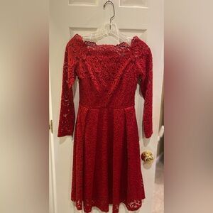 Semi-formal red lace dress